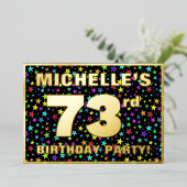 第73回誕生日パーティー – Stars カラフル Pattern 箔招待状 (立ち正面)