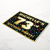 第73回誕生日パーティー – Stars カラフル Pattern 箔招待状 (回転した状態)