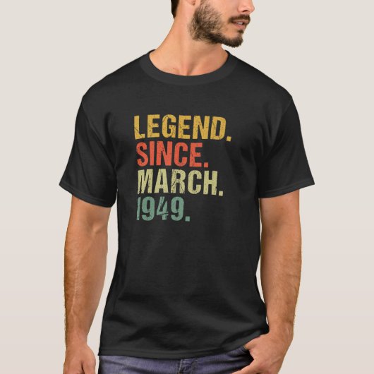 第73回誕生日伝説1949年3月以来73年間 Tシャツ (正面)