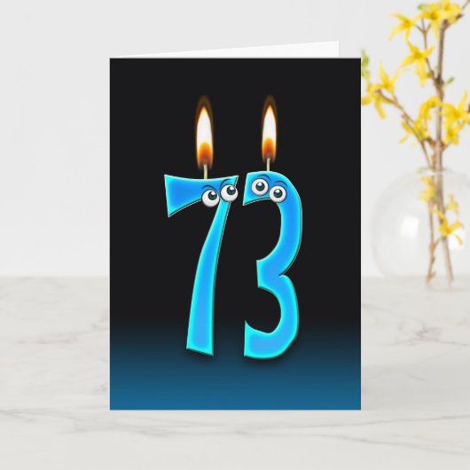 第73誕生日の蝋燭 カード (黄色い花)