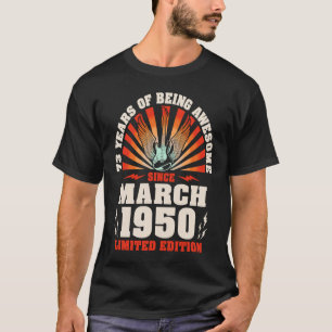 第73誕生日ヴィンテージギタリスト音楽生まれ3月 Tシャツ