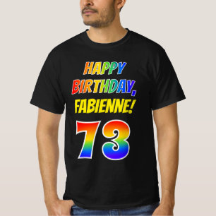 第73誕生日— ,おもしろいはっきりした，レインボー73,名前をカスタムする Tシャツ
