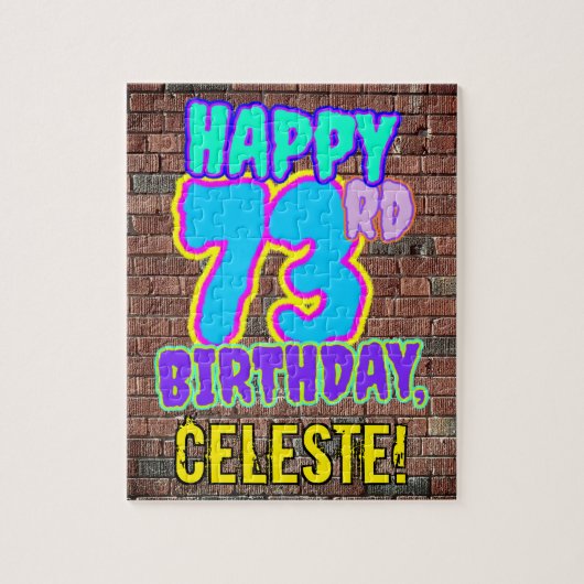 第73誕生日～おもしろい、アーバン・グラフィティ・ルック ジグソーパズル (縦)