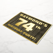 第74回バースデーパーティーはっきりした:,木目フェイク模様 箔招待状 (回転した状態)