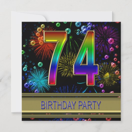 第74回バースデーパーティー招待(バブル付き) 招待状 (正面)