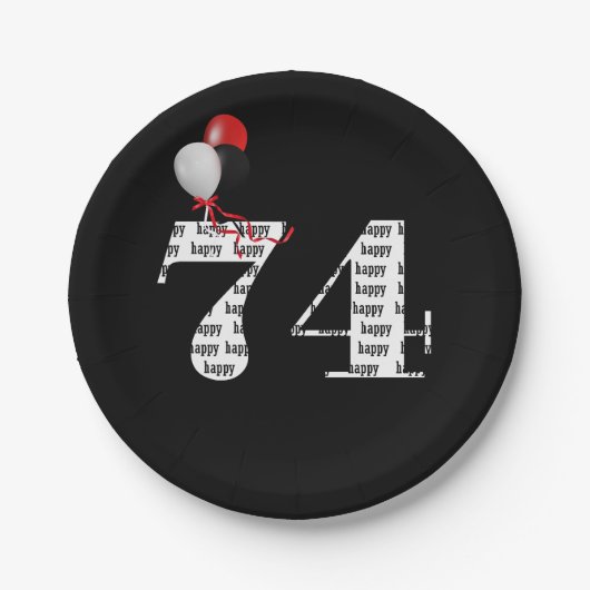 第74回誕生日パーティー風船 ペーパープレート (正面)