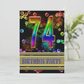 第74泡を持つ誕生日のパーティの招待状 招待状 (スタンド正面)