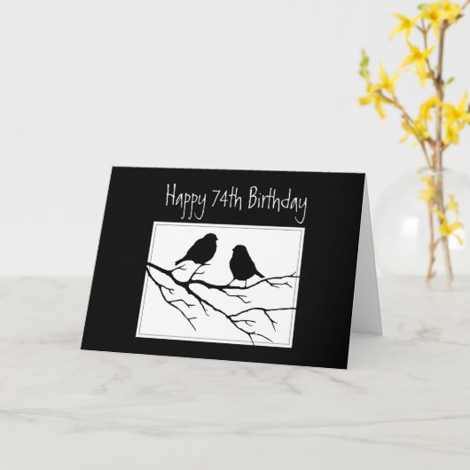 第74誕生日二鳥の木の自然 カード (黄色い花)