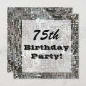 第75または年齢の誕生日のパーティの招待状に銀を着せて下さい 招待状 (正面/裏面)