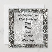 第75または年齢の誕生日のパーティの招待状に銀を着せて下さい 招待状 (裏面)