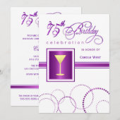 第75バースデーパーティ招待状-モノグラム 招待状 (正面/裏面)