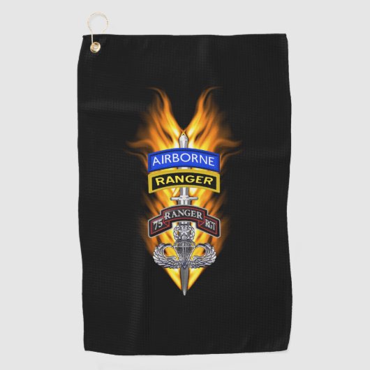 第75レンジャー空中の炎の短剣 ゴルフタオル (正面)