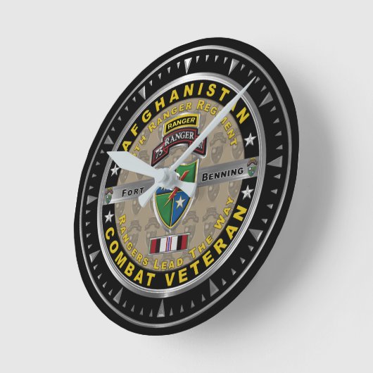 第75レンジャー連隊アフガニスタン退役軍人 ラウンド壁時計 (傾斜)