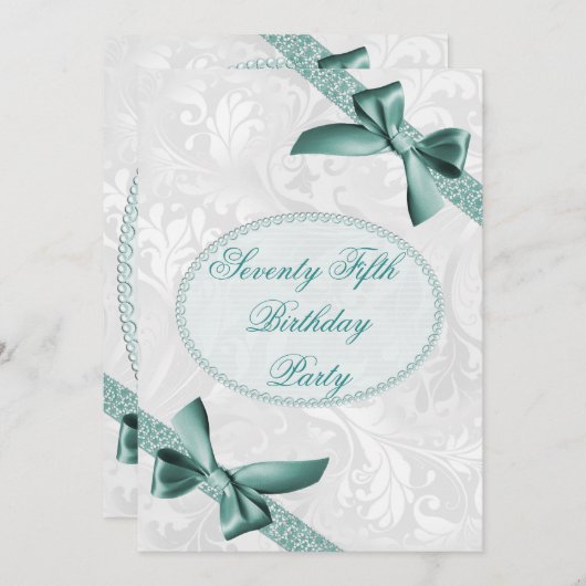 第75回ダマスクとボウズ·バースデー·パーティー 招待状 (正面/裏面)