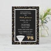 第75回バースデーパーティーへの招待75と紙吹雪 招待状 (スタンド正面)