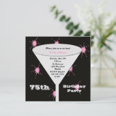 第75回バースデーパーティー招待ピンク75thトースト 招待状 (スタンド正面)