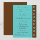 第75回バースデーパーティー招待券アクア&ブラウン 招待状 (正面/裏面)