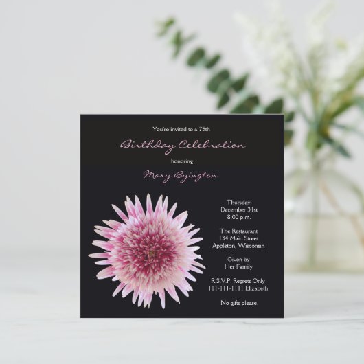 第75回バースデーパーティー招待豪華なガーベラ 招待状 (スタンド正面)