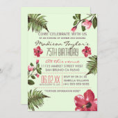 第75回パーティーエキゾチックハイビスカス&トロピカルパーム葉ズ 招待状 (正面/裏面)