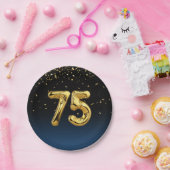 第75回パーティーバルーン及び金ゴールド紙吹雪紙プレート ペーパープレート (パーティー)