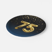 第75回パーティーバルーン及び金ゴールド紙吹雪紙プレート ペーパープレート (アングル)