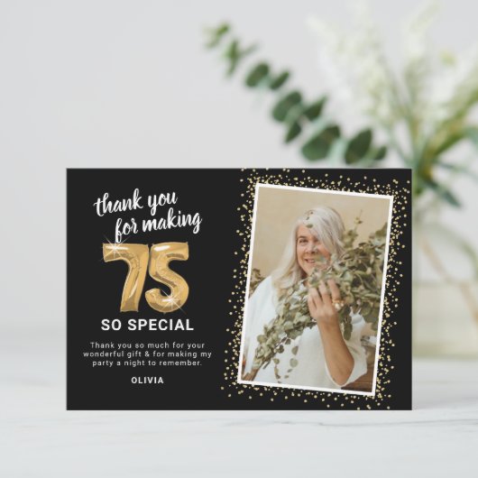 第75回モダン大人誕生日写真 サンキューカード (スタンド正面)