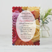 第75回誕生日パーティカラー数々のバラ 招待状 (スタンド正面)