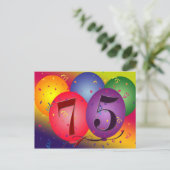 第75回誕生日パーティーの招待状 ポストカード (スタンド正面)