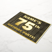 第75回誕生日パーティーはっきりした:木目フェイク模様 箔招待状 (回転した状態)