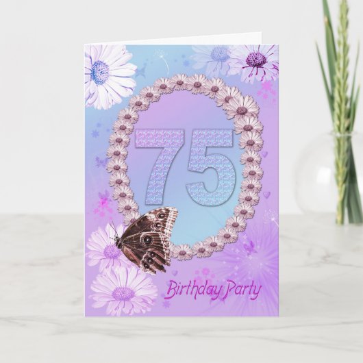 第75回誕生日パーティーへの招待 招待状 (正面)