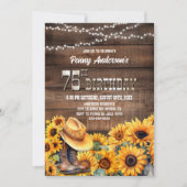 第75回誕生日パーティーウッドス素朴ンフラワー 招待状 (正面)