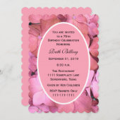第75回誕生日パーティーピンクの鱗状紫陽花 招待状 (正面/裏面)