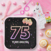 第75回誕生日パーティー風船と紙吹雪 ペーパープレート (パーティー)