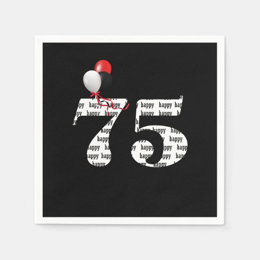 第75回誕生日パーティー風船 スタンダードカクテルナプキン (正面)