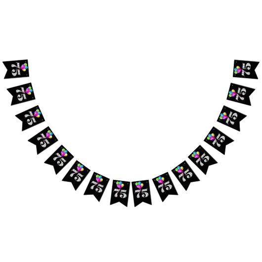 第75回誕生日パーティー風船 バンティングフラッグ (全)