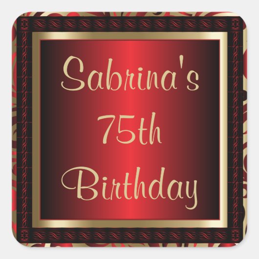 第75回誕生日パーティー | DIY文字 スクエアシール (正面)