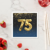 第75回金ゴールドパーティーバルーンと紙吹雪ナプキン スタンダードカクテルナプキン (インサイチュ)