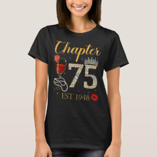 第75章EST 1948 75誕生日レッドローズW Tシャツ