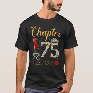 第75章EST 1948 75誕生日レッドローズW Tシャツ