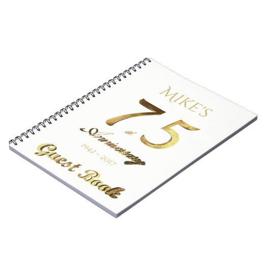 第75記念日金ゴールド75年のパーティーの来客名簿の ノートブック (左側)