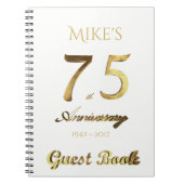 第75記念日金ゴールド75年のパーティーの来客名簿の ノートブック (正面)