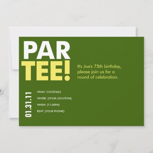 第75誕生会をゴルフをして下さい 招待状 (裏面)