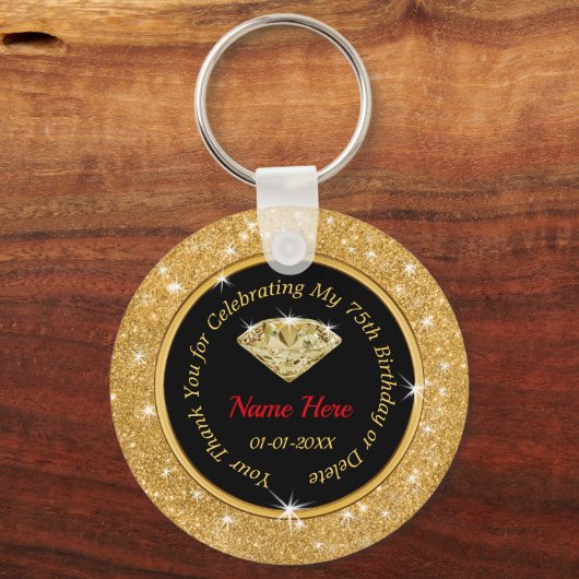 第75誕生日お土産アイディアパーソナライズされた|過去記事 キーホルダー (正面)