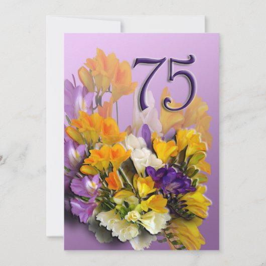 第75誕生日のパーティの招待状-花束 招待状 (正面)