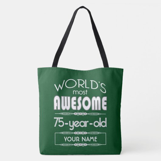第75誕生日の世界の最も最高のですばらしい深緑色 トートバッグ (裏面)