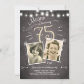 第75誕生日の招待状のヴィンテージの大人の誕生日 招待状 (正面)