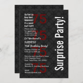 第75誕生日の白黒赤いv3を驚かして下さい 招待状 (正面/裏面)