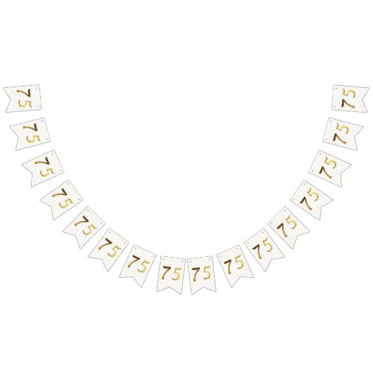 第75誕生日の結婚記念日の金ゴールド数 バンティングフラッグ (全)