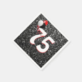 第75誕生日バルーンオンブラックグリッターナプキンス スタンダードカクテルナプキン (角)