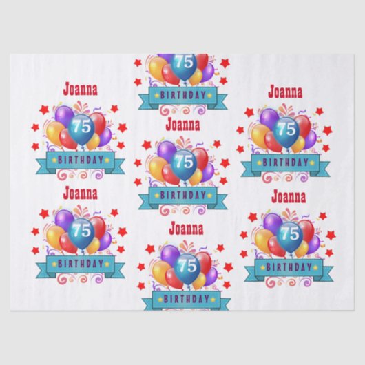 第75誕生日フェスティバルカラフルバルーンC01GZ 薄葉紙 (正面)
